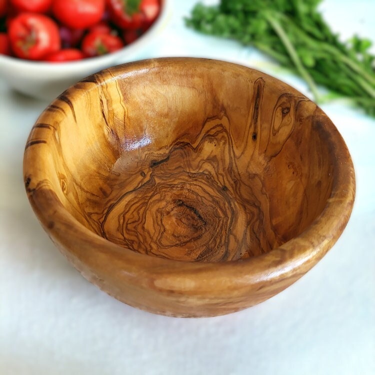Olive Wood Small Handcrafted Wooden Bowl | Great for Sides, Cereal, Condiments, Spices | Various Sizes