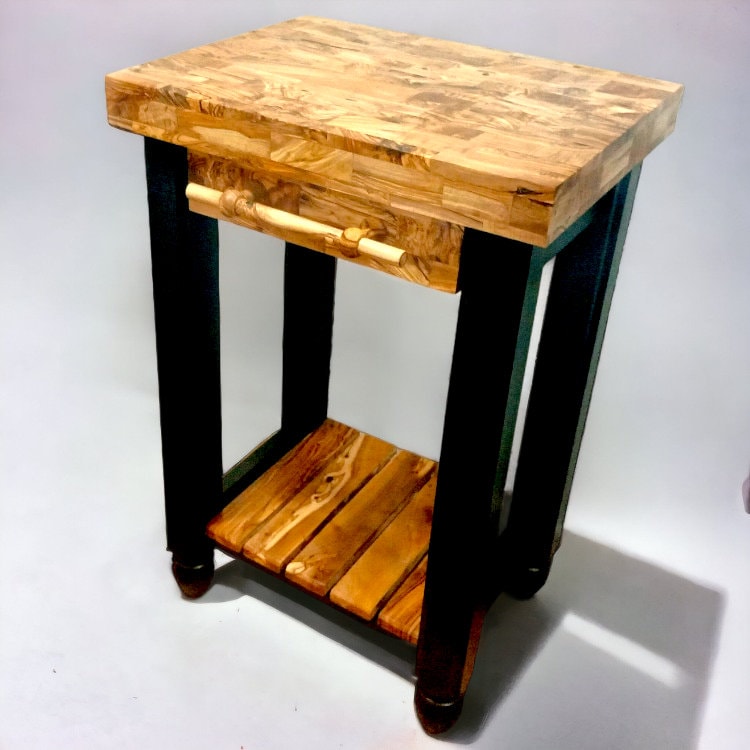 Olive Wood butcher block island, Table Butcher Block, Kitchen Cart, small kitchen island, wedding gift, gift for parents, gift