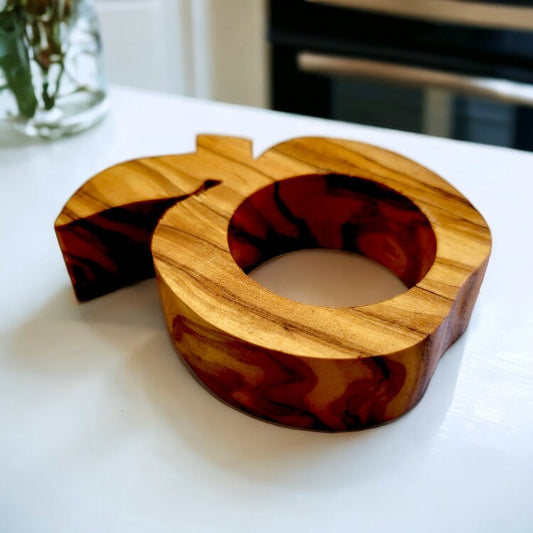 Olive wood Apple Shaped Napkin Holder, wooden napkin holder, decor, kitchen decor