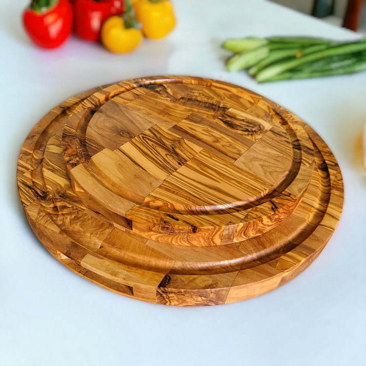 Olive Wood Round End Grain Cutting Board, chopping board 40 cm, gift, kitchen lovers