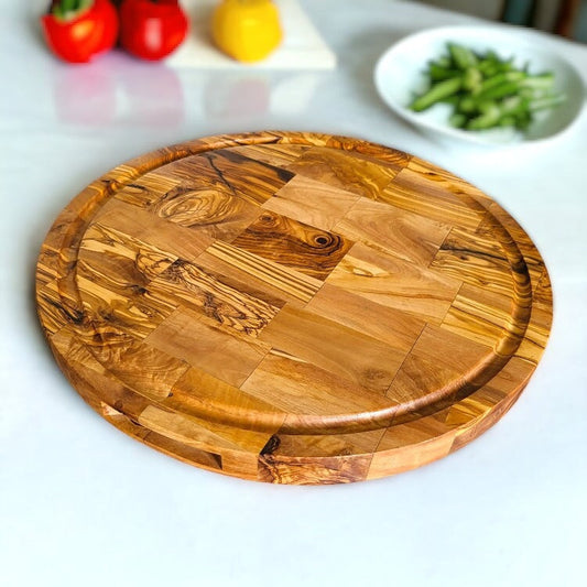 Olive Wood Round End Grain Cutting Board, chopping board 40 cm, gift, kitchen lovers
