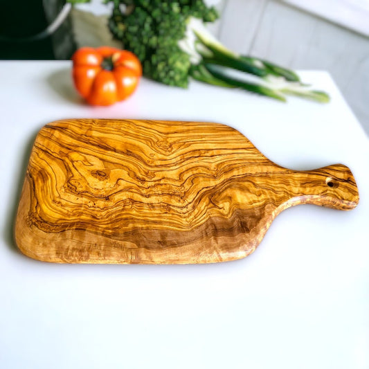 Olive Wood Wooden Charcuterie Serving Board W/ Handle | Various Sizes