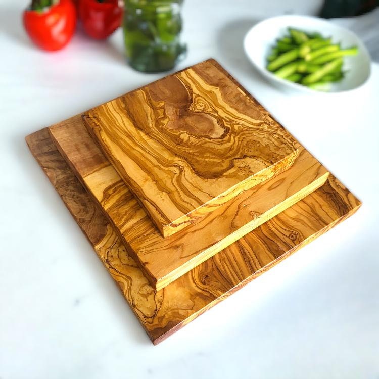 Square Olive Wood Chopping Board - Gift, Cooking, Kitchen, Food