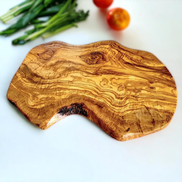 Olive Wood Solid Hand Crafted Irregular Shaped Cheese Chopping/Cutting Board - Perfect Gift Idea For Chefs & Cooking Lovers