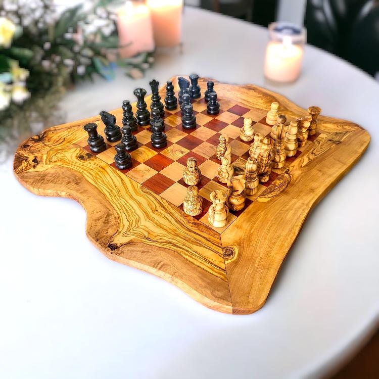 Olive Wood game, Chess Board 45x45cm , beautiful birthday gift, gift for him, chess lovers, chess set with chess pieces, wooden toy
