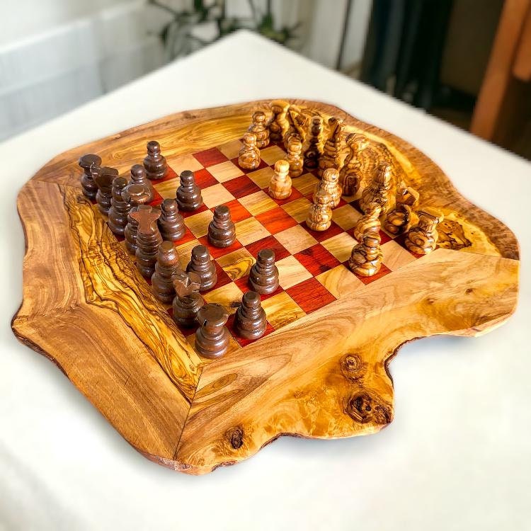 Olive Wood game, Chess Board 45x45cm , beautiful birthday gift, gift for him, chess lovers, chess set with chess pieces, wooden toy