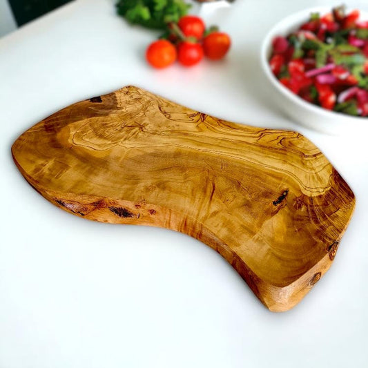 Olive Wood Solid Hand Crafted Irregular Shaped Cheese Chopping/Cutting Board - Perfect Gift Idea For Chefs & Cooking Lovers