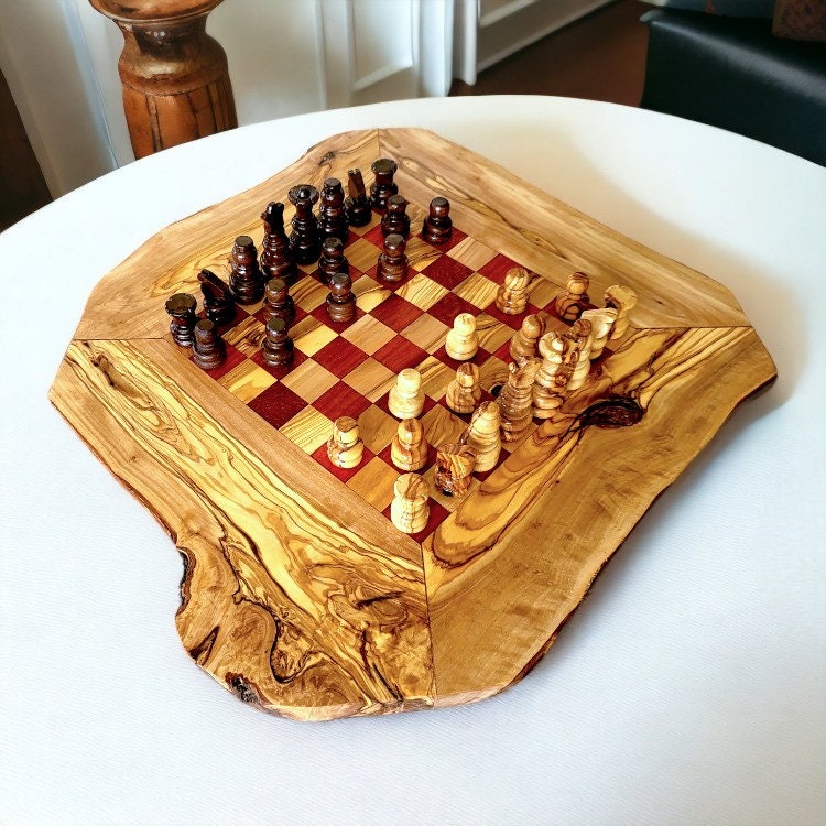 Olive Wood handmade Chess Board, chess set with chess pieces great birthday gift, gift for him , chess lovers, chess game
