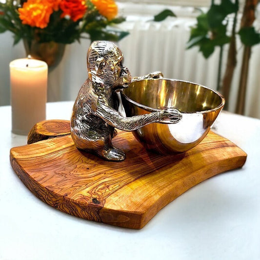 Olive Wood base Monkey Bowl